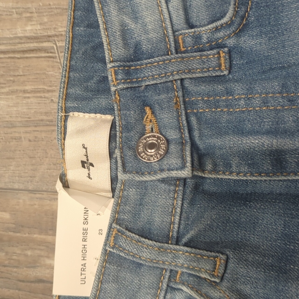 7FAMK Ultra High Rise Skinny Boot jeans 7U413567 color Golden Hour sz23 Tall NWT - Picture 7 of 15